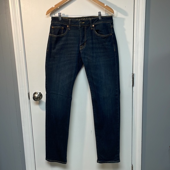 AE Slim Straight 32x34 EXTREME FLEX Dark Wash Denim Jean - Picture 3 of 7